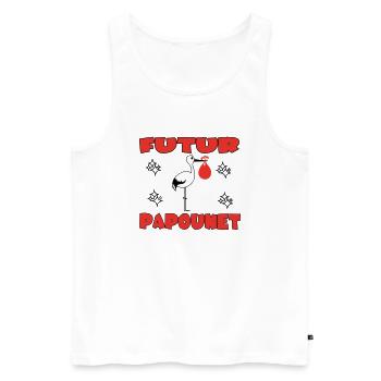 FUTUR PAPOUNET - Débardeur bio Premium Homme - blanc - Devant - Michal (187cm)