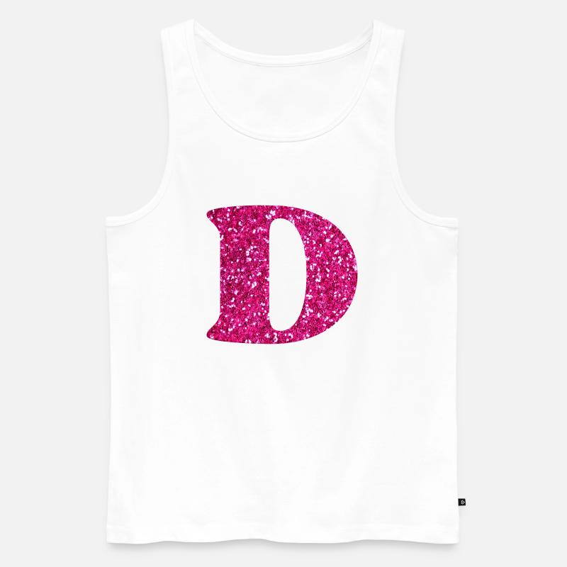 Glitzer rosa Buchstabe d - Männer Premium Bio Tank Top - Weiß