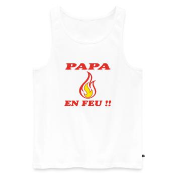 PAPA EN FEU - Débardeur bio Premium Homme - blanc - Devant - Michal (187cm)