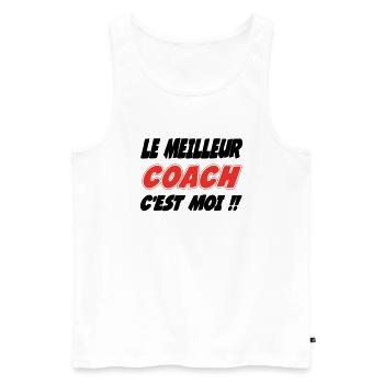 Der beste COACH bin ich!! - Männer Premium Bio Tank Top - Weiß - Vorne - Michal (187cm)