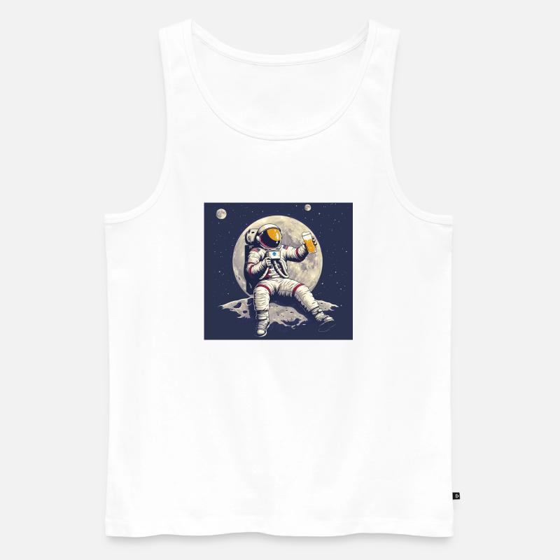 ASTRONAUT BEACH BIER - Männer Premium Bio Tank Top - Weiß