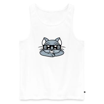 Schlaue Nerd Katze Hornbrille Geek Kätzchen Brille - Männer Premium Bio Tank Top - Weiß - Vorne - AI Model Male 178 light (178cm)