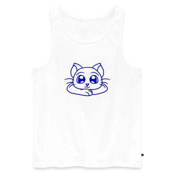 chat mignon a l’air heureux souriant chaton amusant - Débardeur bio Premium Homme - blanc - Devant - Michal (187cm)