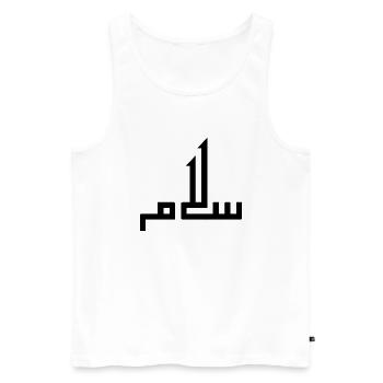 Salam auf Arabisch - Frieden - Männer Premium Bio Tank Top - Weiß - Vorne - AI Model Male 178 light (178cm)