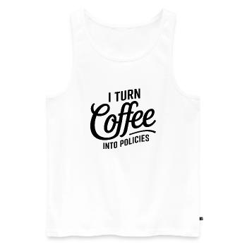Coffee meets insurance – with humor - Men's Premium Organic Tank Top - white - Front - Michal (187cm)