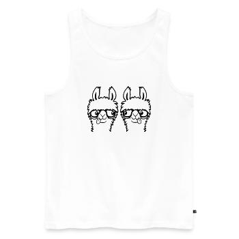 2 Llama Nerds Geeks Team Lunettes à monture de corne Smart Grimace - Débardeur bio Premium Homme - blanc - Devant - Michal (187cm)