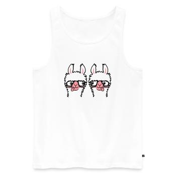2 Llama Nerds Geeks Team Horn-rimmed Glasses Smart Grimace - Men's Premium Organic Tank Top - white - Front - Michal (187cm)