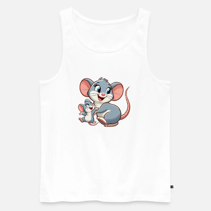 Mäusemutter mit herumtollendem Kind - Männer Premium Bio Tank Top - Weiß