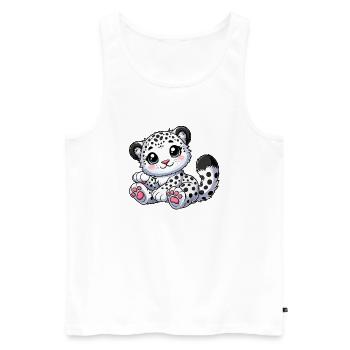 Schneeleopard - Männer Premium Bio Tank Top - Weiß - Vorne - AI Model Male 178 light (178cm)