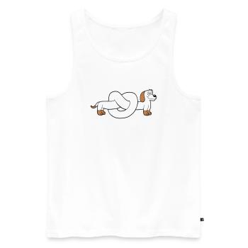 Hund Dackel Brezel Form Knoten Langer Körper Comic - Männer Premium Bio Tank Top - Weiß - Vorne - AI Model Male 178 light (178cm)