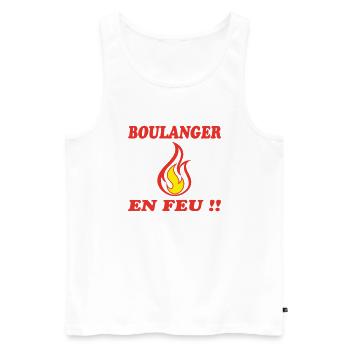 BOULANGER EN FEU !! - Débardeur bio Premium Homme - blanc - Devant - Michal (187cm)