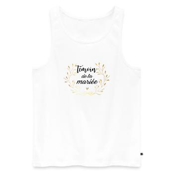 Témoin de la mariée couronne doré - Débardeur bio Premium Homme - blanc - Devant - Michal (187cm)