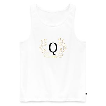 Letter Q Gold Floral Crown - Men's Premium Organic Tank Top - white - Front - Michal (187cm)