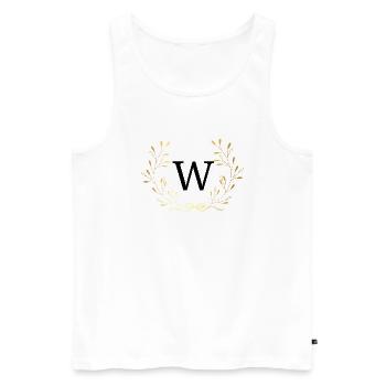 Buchstabe mit goldener Blumenkrone - Männer Premium Bio Tank Top - Weiß - Vorne - Michal (187cm)