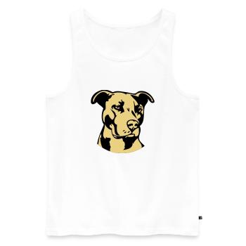Pitbull zweifarbig - Hund Kampfhund - Männer Premium Bio Tank Top - Weiß - Vorne - AI Model Male 178 light (178cm)