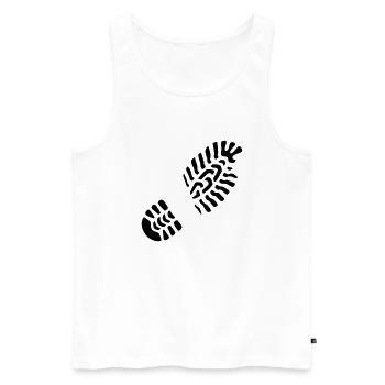 Fußabdruck rechts / Footprint right - Männer Premium Bio Tank Top - Weiß - Vorne - AI Model Male 178 light (178cm)