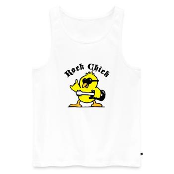 rock_chick_weiss_3c - Men's Premium Organic Tank Top - white - Front - AI Model Male 178 light (178cm)