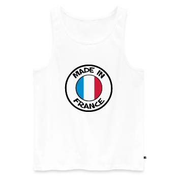 made in France - Débardeur bio Premium Homme - blanc - Devant - AI Model Male 178 light (178cm)