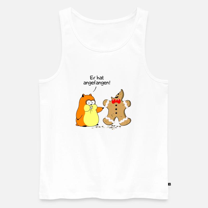 Hamster vs. Lebkuchenmann - Männer Premium Bio Tank Top - Weiß
