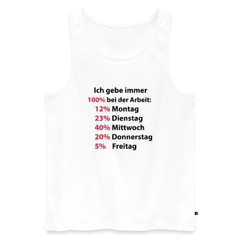 Ich gebe immer 100% bei der Arbeit - Männer Premium Bio Tank Top - Weiß - Vorne - AI Model Male 178 light (178cm)