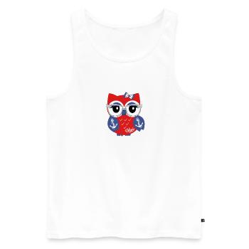 Eule_Ahoi_blau - Männer Premium Bio Tank Top - Weiß - Vorne - Michal (187cm)
