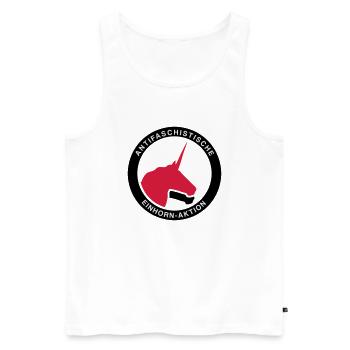 Antifaschistische Einhorn-Aktion - Männer Premium Bio Tank Top - Weiß - Vorne - Michal (187cm)