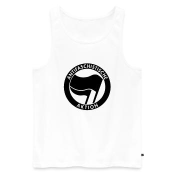Antifaschistische Aktion - Männer Premium Bio Tank Top - Weiß - Vorne - AI Model Male 178 light (178cm)