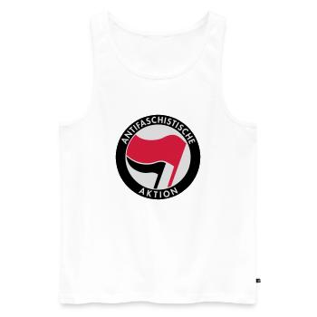 Antifaschistische Aktion - Männer Premium Bio Tank Top - Weiß - Vorne - AI Model Male 178 light (178cm)