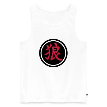 chinese_sign_wolf_b_2c - Débardeur bio Premium Homme - blanc - Devant - AI Model Male 178 light (178cm)