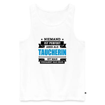 Funshirt Taucherin - Männer Premium Bio Tank Top - Weiß - Vorne - AI Model Male 178 light (178cm)
