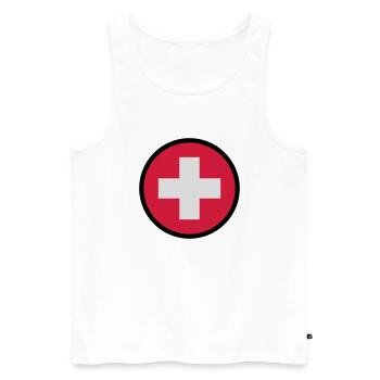 switzerland_round_3c - Débardeur bio Premium Homme - blanc - Devant - Michal (187cm)