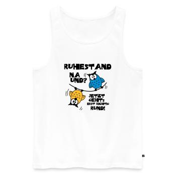 Eulen Ruhestand - na und? - Männer Premium Bio Tank Top - Weiß - Vorne - AI Model Male 178 light (178cm)