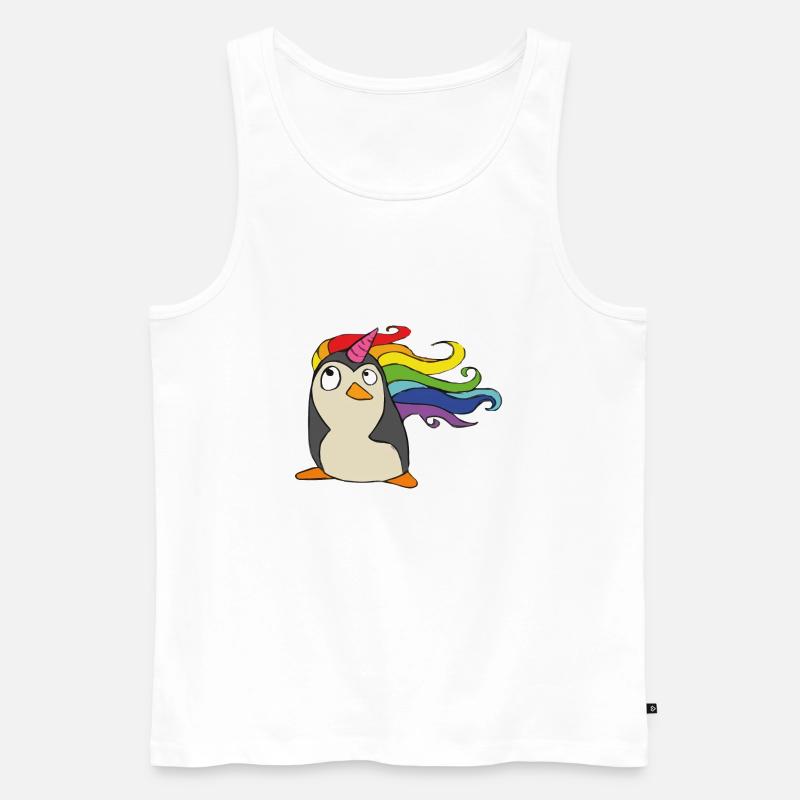 Punguin Einhorn Regenbogen - Männer Premium Bio Tank Top - Weiß