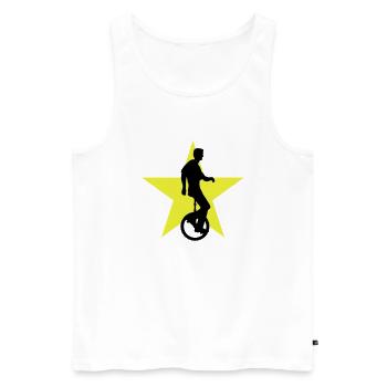 einradfahrer_2c - Men's Premium Organic Tank Top - white - Front - AI Model Male 178 light (178cm)