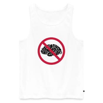 no brains allowed - Männer Premium Bio Tank Top - Weiß - Vorne - AI Model Male 178 light (178cm)