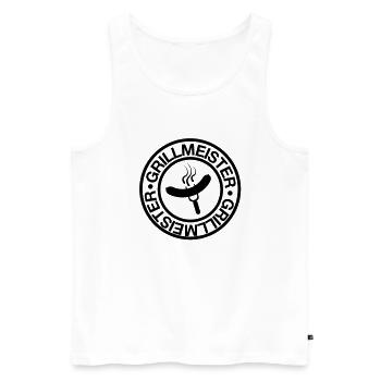 grillmeister - Männer Premium Bio Tank Top - Weiß - Vorne - AI Model Male 178 light (178cm)