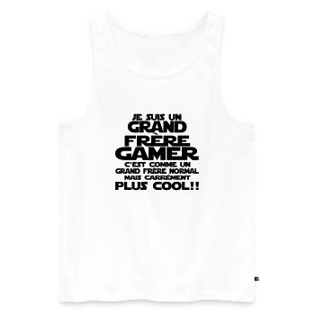 je suis un grand frère gaMER - Débardeur bio Premium Homme - blanc - Devant - Michal (187cm)