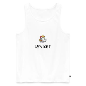 PAPA POULE - Débardeur bio Premium Homme - blanc - Devant - Michal (187cm)