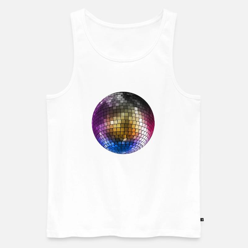 Diskokugel Mirrorball farbig - Männer Premium Bio Tank Top - Weiß