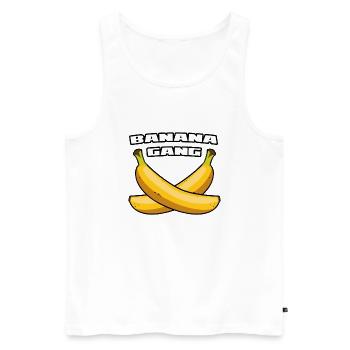 Banana Gang Motiv - Bananen Clique - Männer Premium Bio Tank Top - Weiß - Vorne - Michal (187cm)