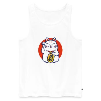 Lucky cat - Maneki-neko - Débardeur bio Premium Homme - blanc - Devant - Michal (187cm)