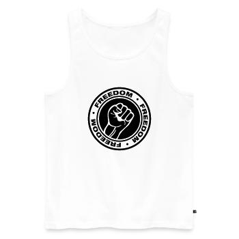 freedom_logo_f1 - Débardeur bio Premium Homme - blanc - Devant - Michal (187cm)