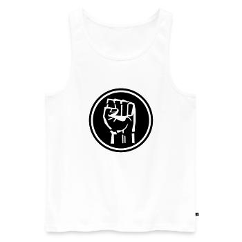 power_hand_1_f1 - Men's Premium Organic Tank Top - white - Front - AI Model Male 178 light (178cm)