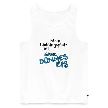 Mein Lieblingsplatz ist ... Ganz dünnes Eis - Männer Premium Bio Tank Top - Weiß - Vorne - AI Model Male 178 light (178cm)