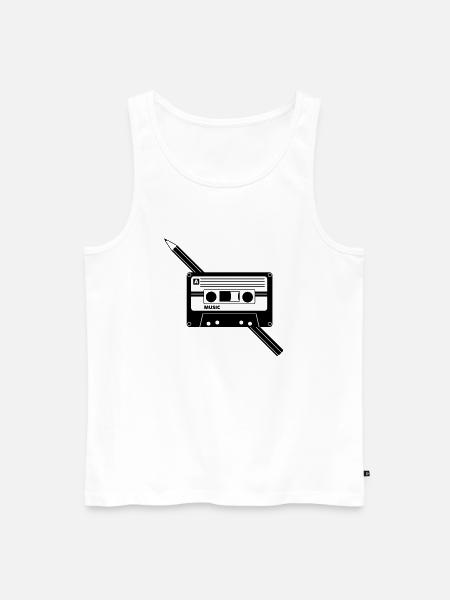 Kassette Stift Audio Tape Pencil - Débardeur bio Premium Homme - blanc