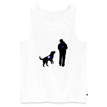 Hund wartet auf Bestätigung - Männer Premium Bio Tank Top - Weiß - Vorne - Michal (187cm)