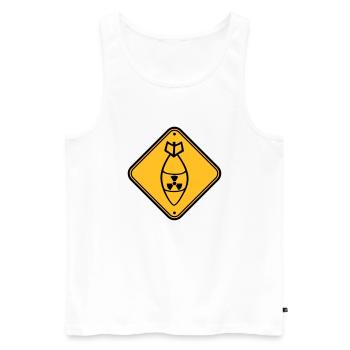 shield danger caution warning caution atomic bomb r - Men's Premium Organic Tank Top - white - Front - AI Model Male 178 light (178cm)