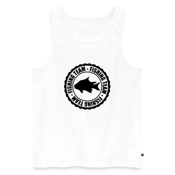circle round stamp fishing team sport logo caught - Men's Premium Organic Tank Top - white - Front - AI Model Male 178 light (178cm)