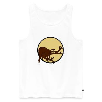 nacht mond sonne abend rund kreis faultier entspan - Männer Premium Bio Tank Top - Weiß - Vorne - AI Model Male 178 light (178cm)