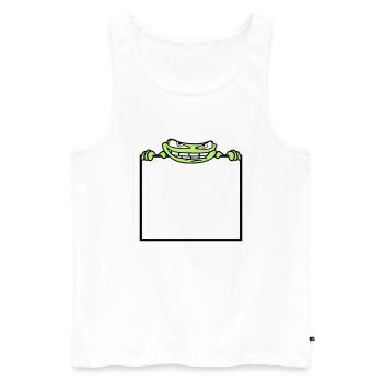 frog shield hide frame text write mau - Men's Premium Organic Tank Top - white - Front - AI Model Male 178 light (178cm)